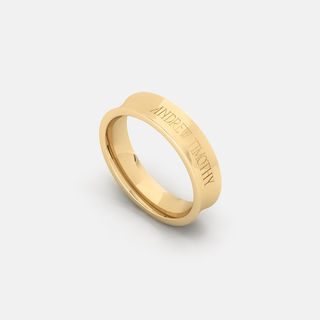 AT CONCAVE BAND, SMALL MODEL - Yellow gold