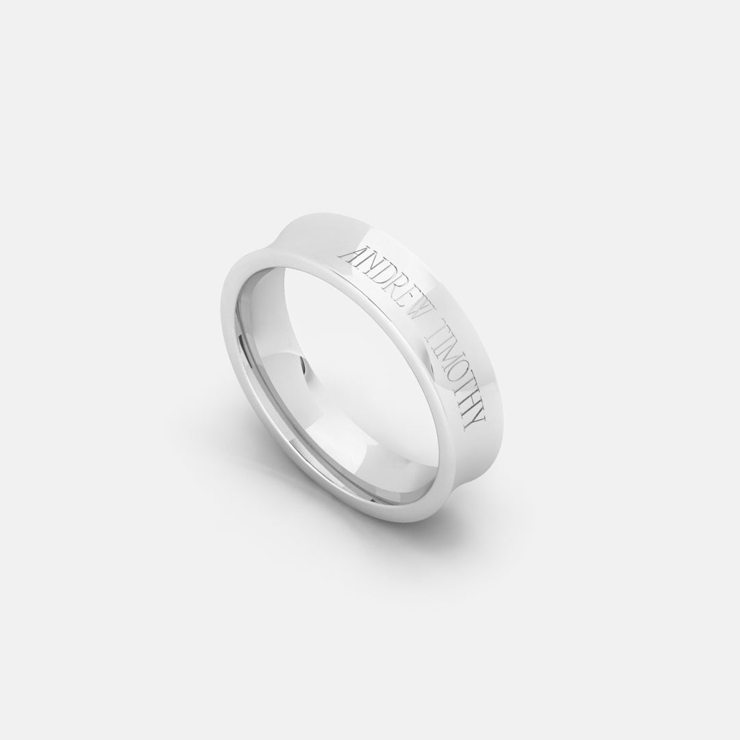 AT CONCAVE BAND, SMALL MODEL - White gold