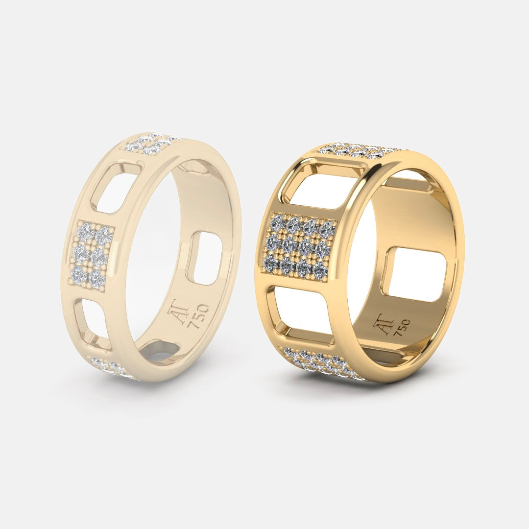 PAVE AJOURE RING, LARGE MODEL, PAVED - Yellow gold, diamonds