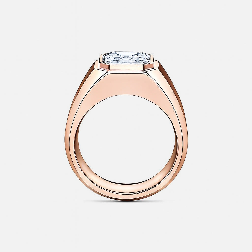 MENS SOLITAIRE BAND - Rose gold, asscher cut diamond
