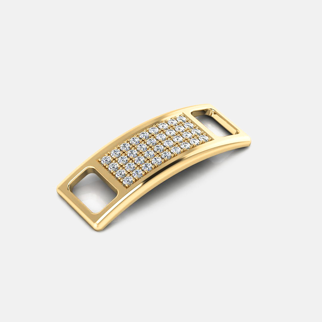 PAVE SHOE TAGS, PAVED -  Yellow gold, diamonds