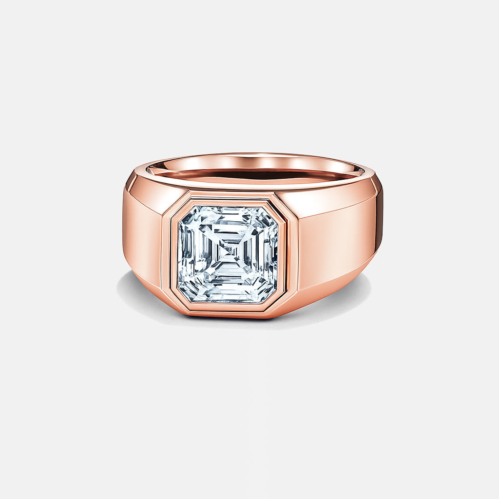 MENS SOLITAIRE BAND - Rose gold, asscher cut diamond
