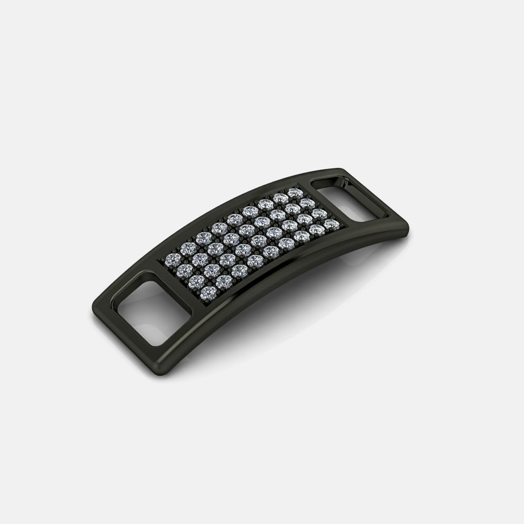 PAVE SHOE TAGS, PAVED - White gold, ruthenium plating, diamonds