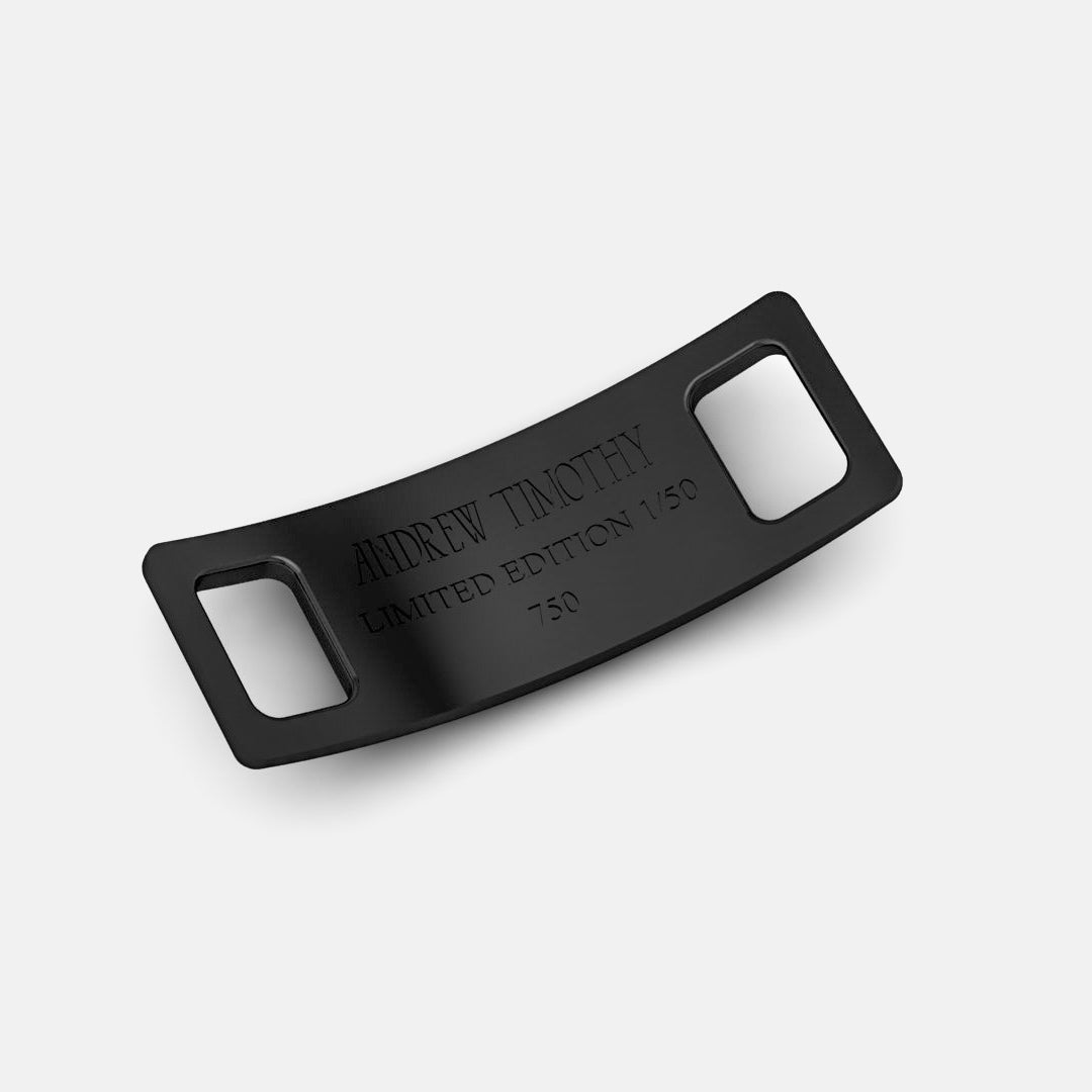 PAVE SHOE TAGS, PAVED - White gold, ruthenium plating, diamonds