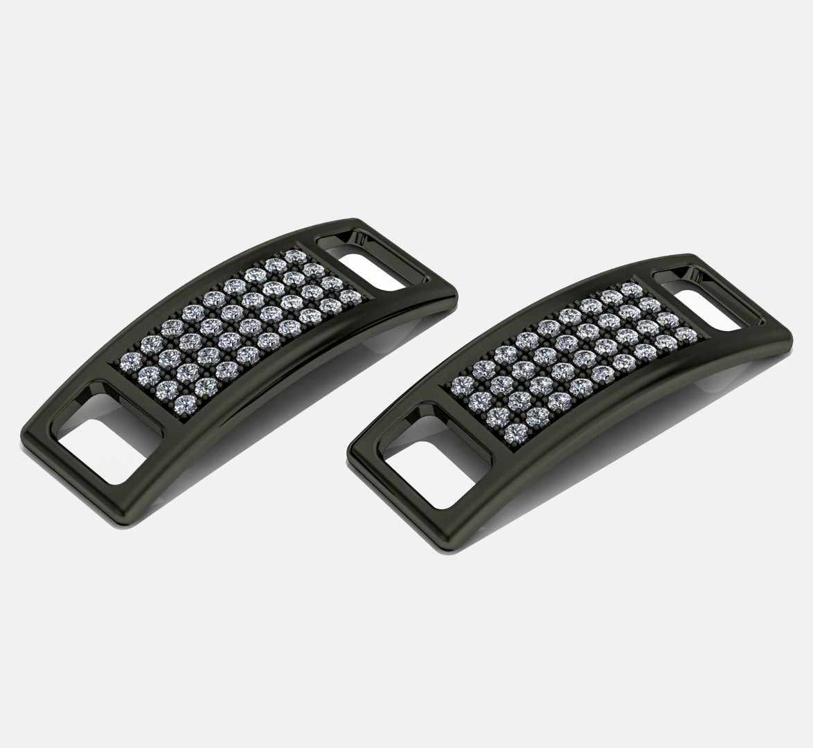 PAVE SHOE TAGS, PAVED - White gold, ruthenium plating, diamonds