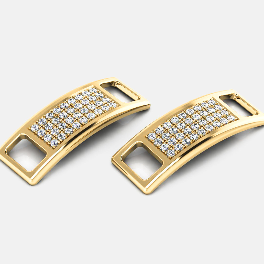 PAVE SHOE TAGS, PAVED -  Yellow gold, diamonds