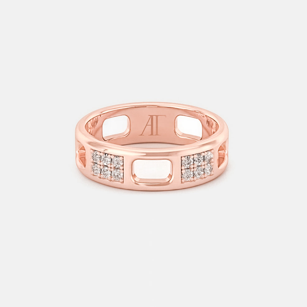 PAVE AJOURE RING, SMALL MODEL, PAVED - Rose gold, diamonds