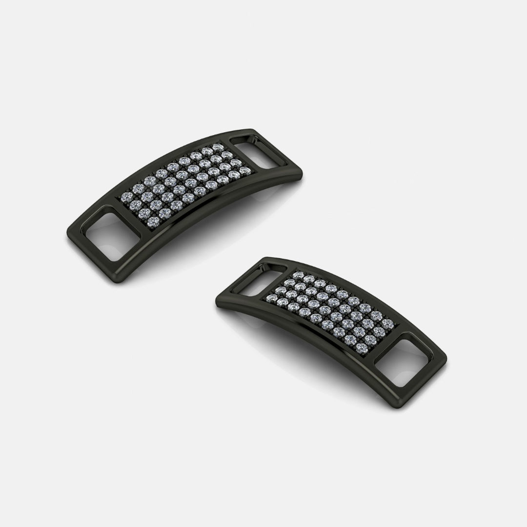 PAVE SHOE TAGS, PAVED - White gold, ruthenium plating, diamonds