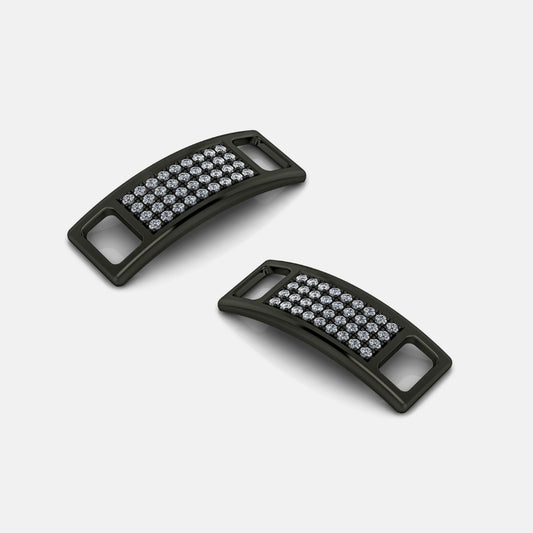 PAVE SHOE TAGS, PAVED - White gold, ruthenium plating, diamonds