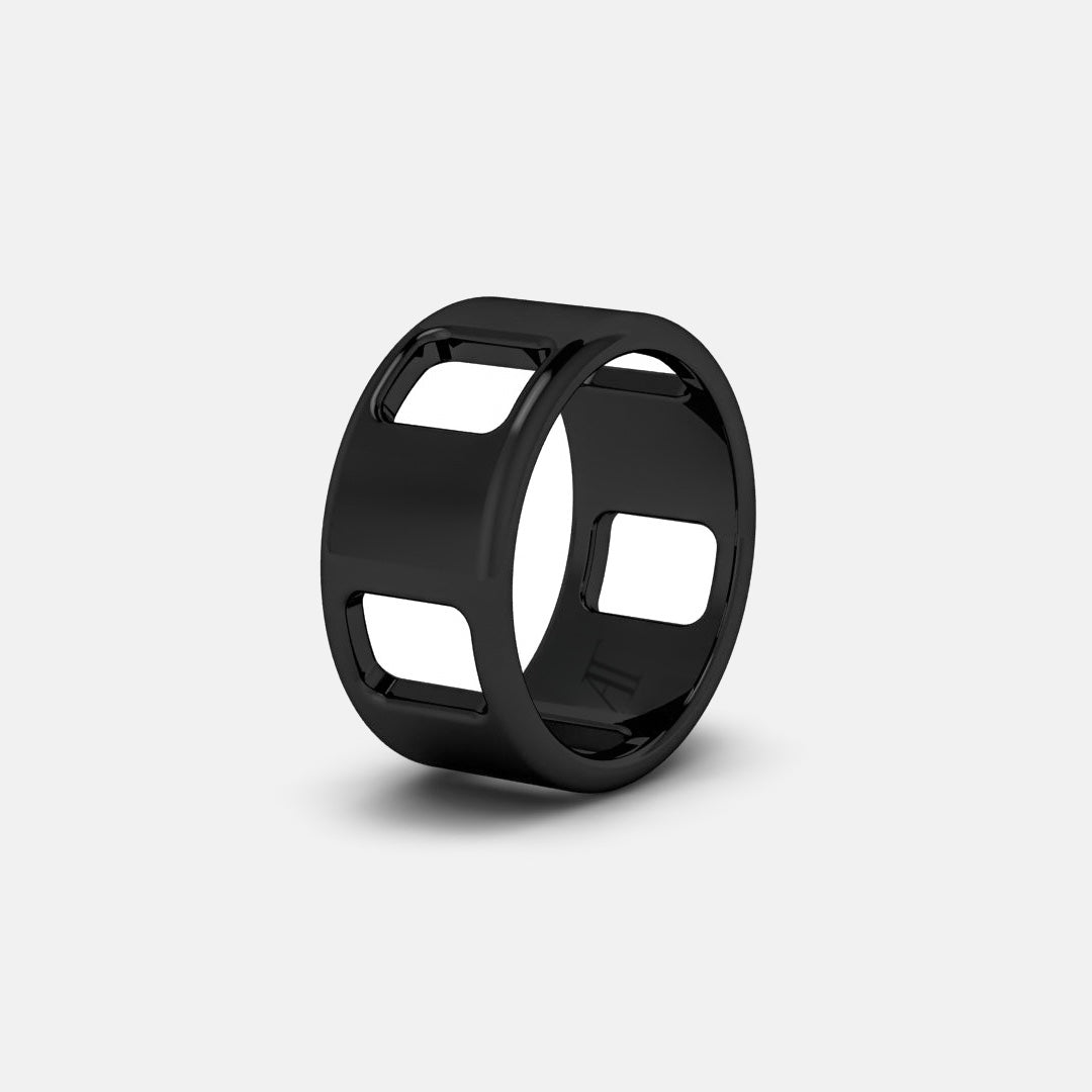 PAVE AJOURE RING, LARGE MODEL - white gold, ruthenium plating