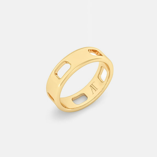 PAVE AJOURE RING, SMALL MODEL - Yellow gold