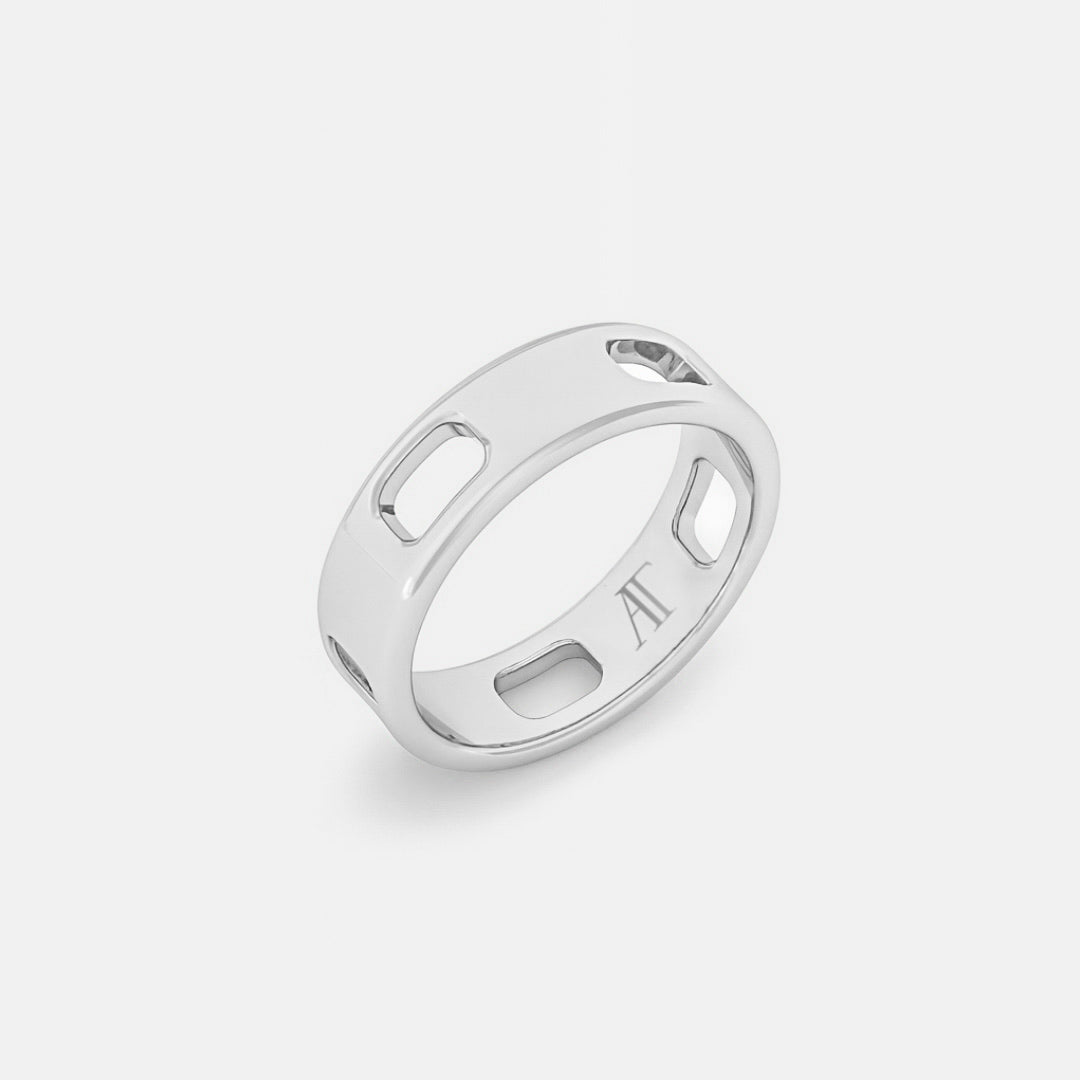 PAVE AJOURE RING, SMALL MODEL - White gold
