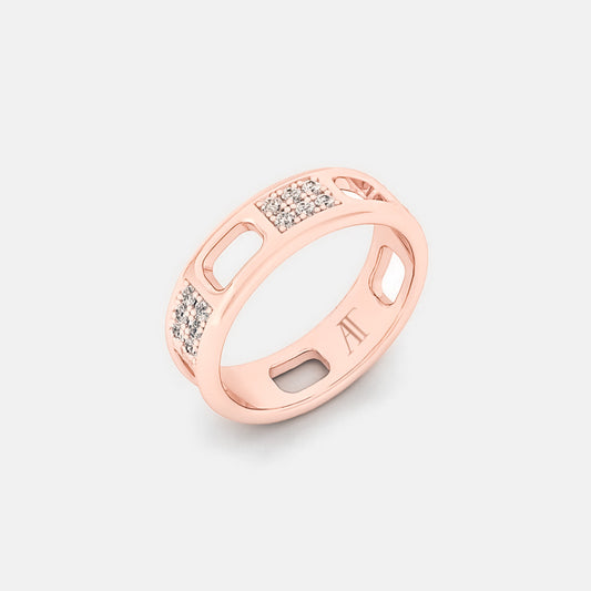 PAVE AJOURE RING, SMALL MODEL, PAVED - Rose gold, diamonds