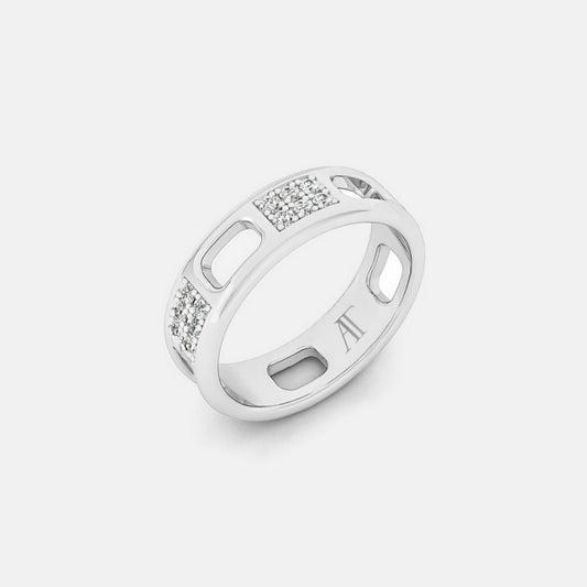 PAVE AJOURE RING, SMALL MODEL, PAVED - White gold, diamonds