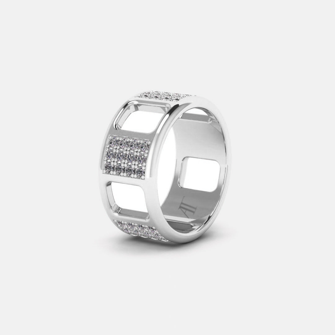 PAVE AJOURE RING, LARGE MODEL, PAVED - White gold, diamonds