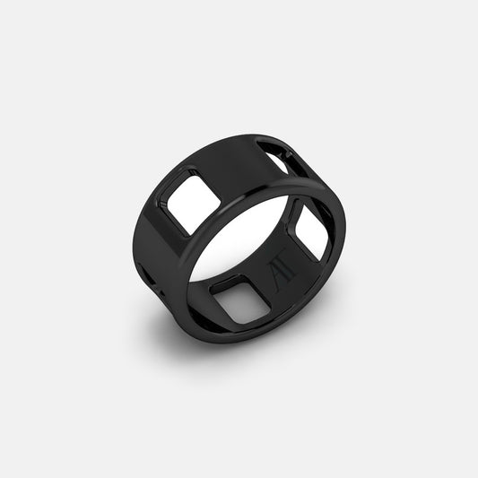 PAVE AJOURE RING, LARGE MODEL - white gold, ruthenium plating