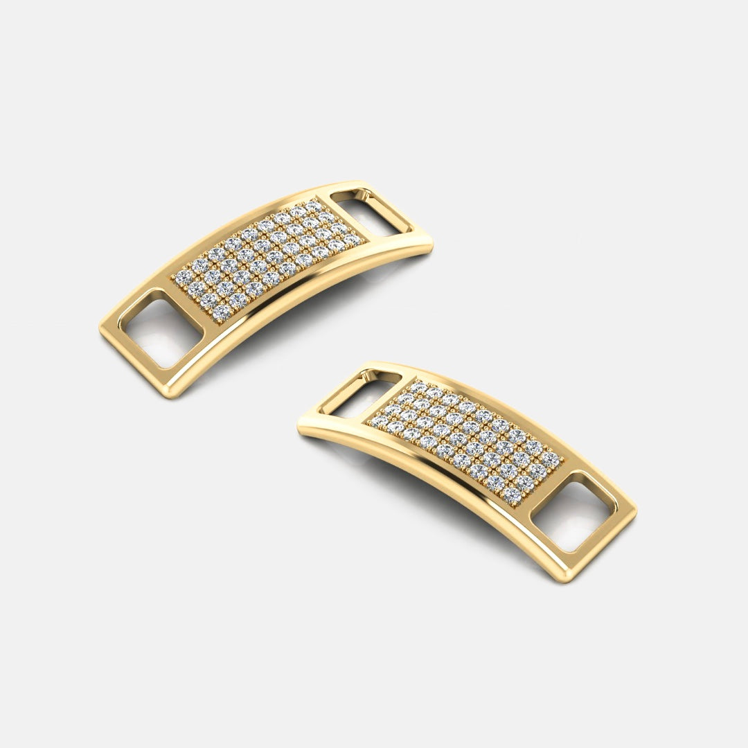PAVE SHOE TAGS, PAVED -  Yellow gold, diamonds