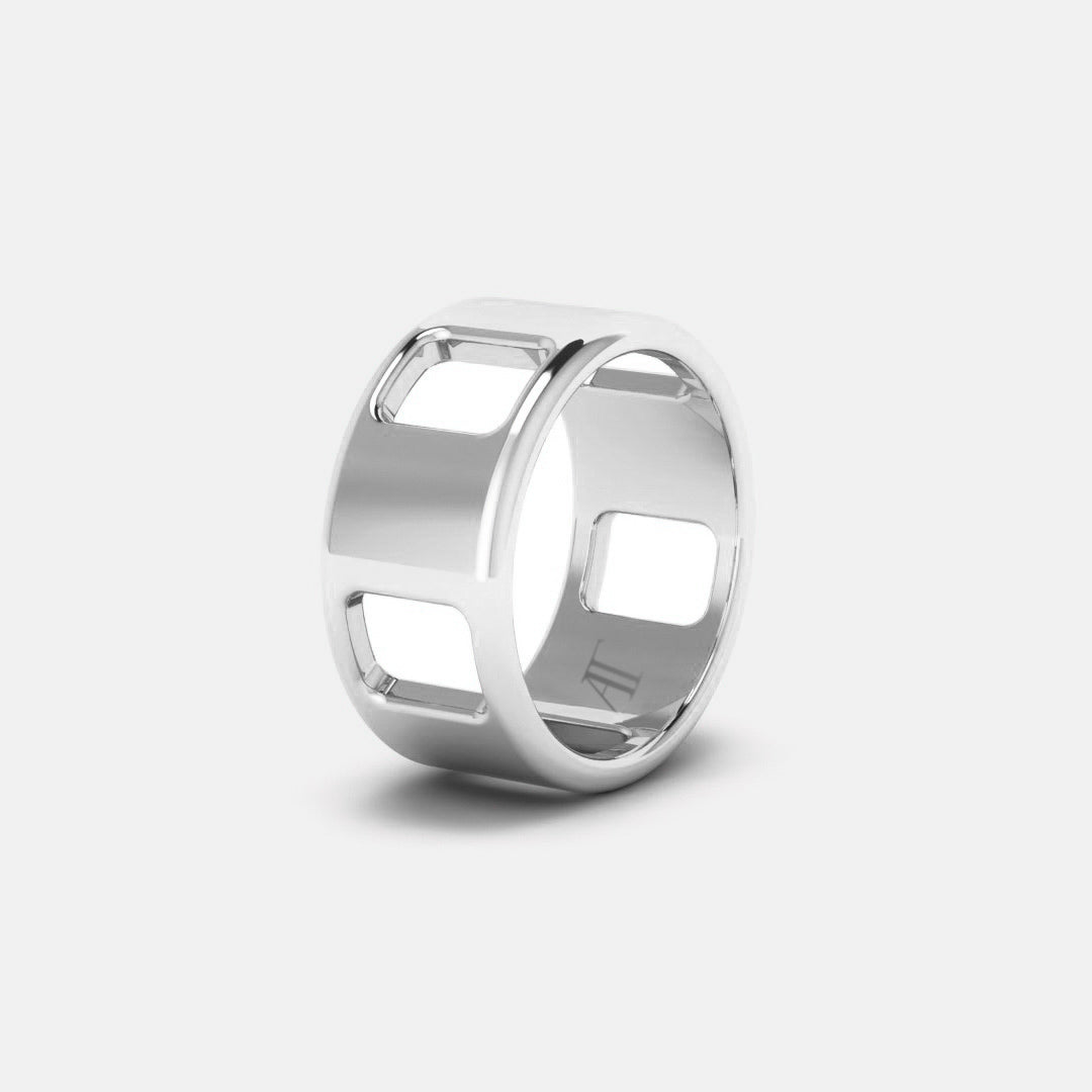 PAVE AJOURE RING, LARGE MODEL - White gold
