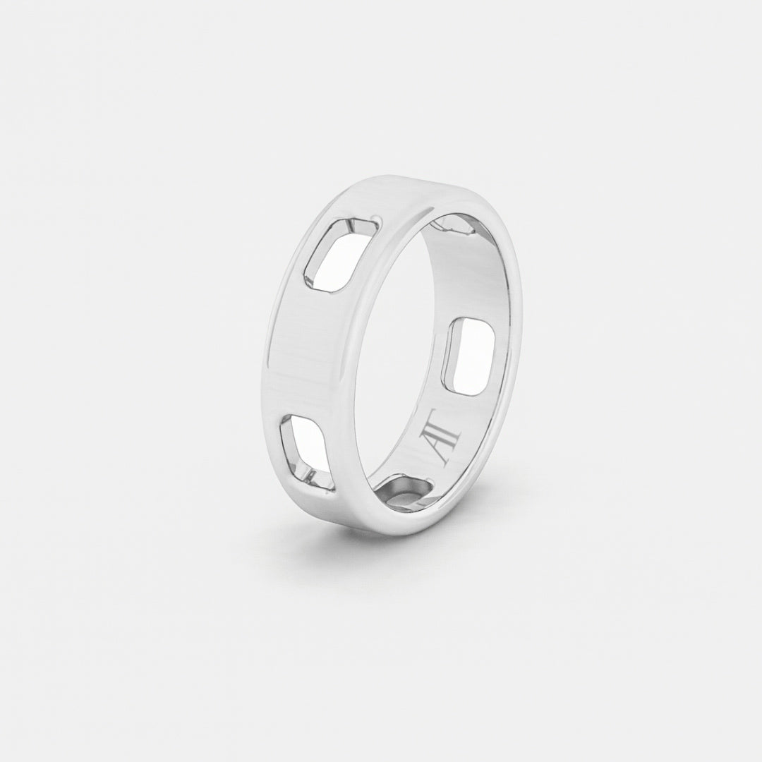 PAVE AJOURE RING, SMALL MODEL - White gold