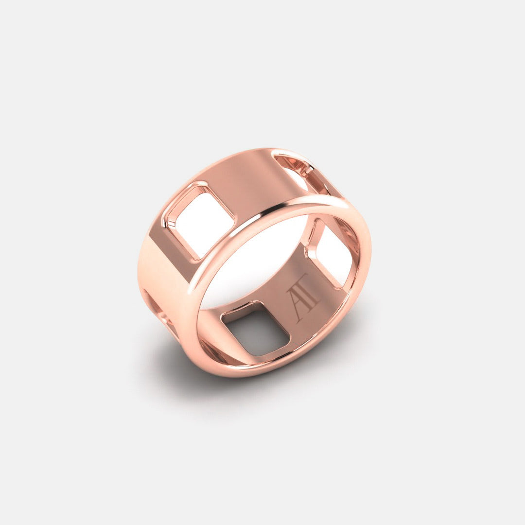 PAVE AJOURE RING, LARGE MODEL - Rose gold
