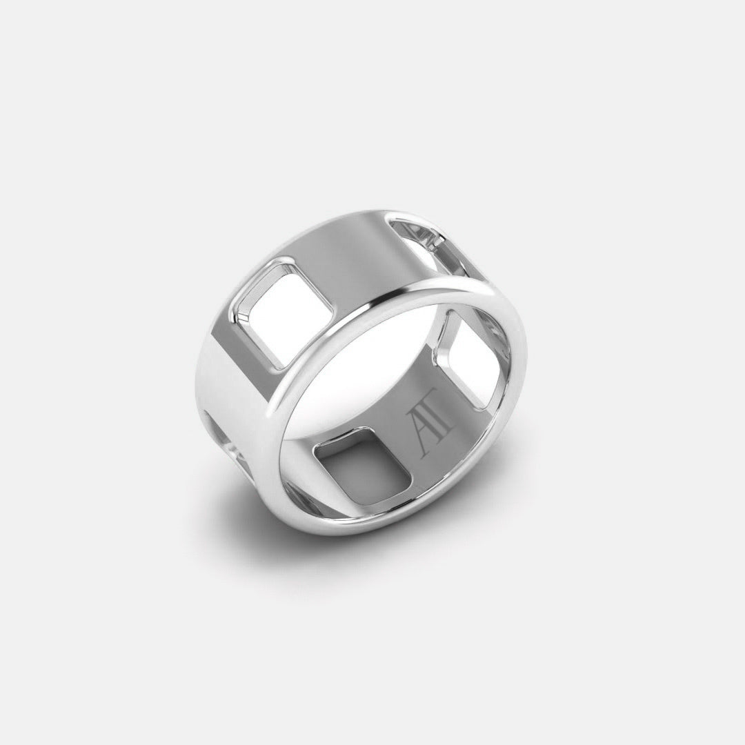 PAVE AJOURE RING, LARGE MODEL - White gold