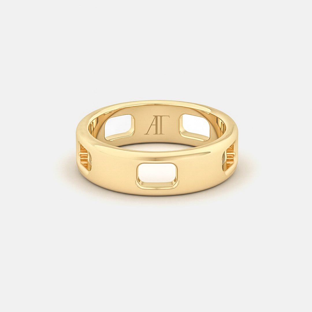 PAVE AJOURE RING, SMALL MODEL - Yellow gold