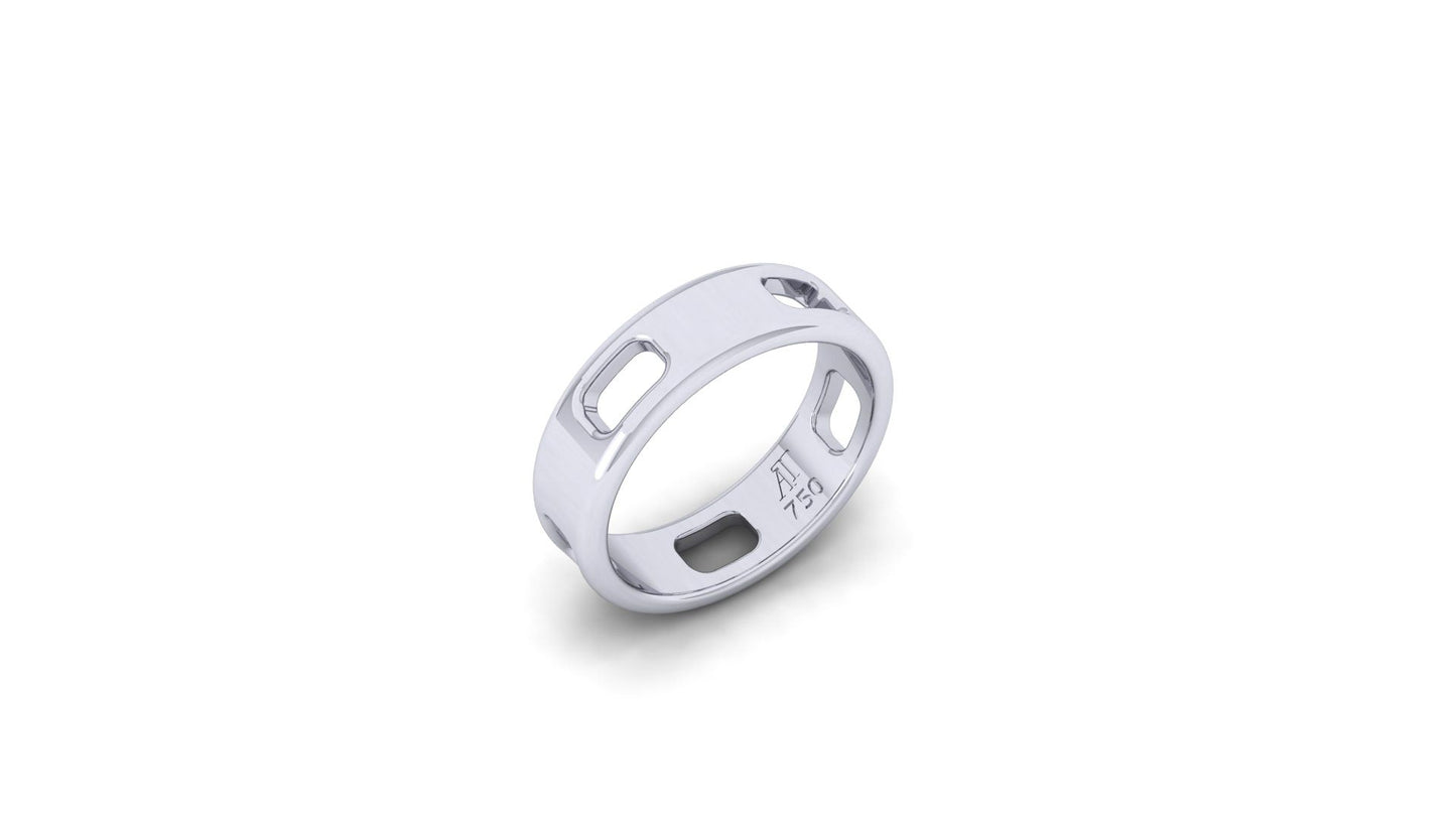 Pavé Ajouré Ring in White Gold - Narrow