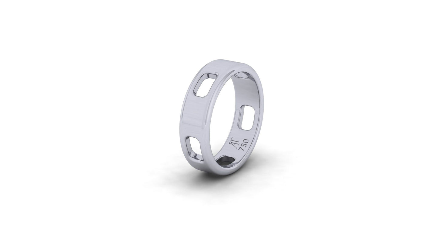 Pavé Ajouré Ring in White Gold - Narrow
