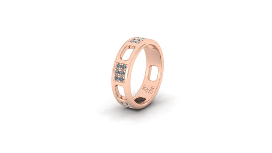 Pavé Ajouré Ring in Rose Gold with Diamonds - Narrow