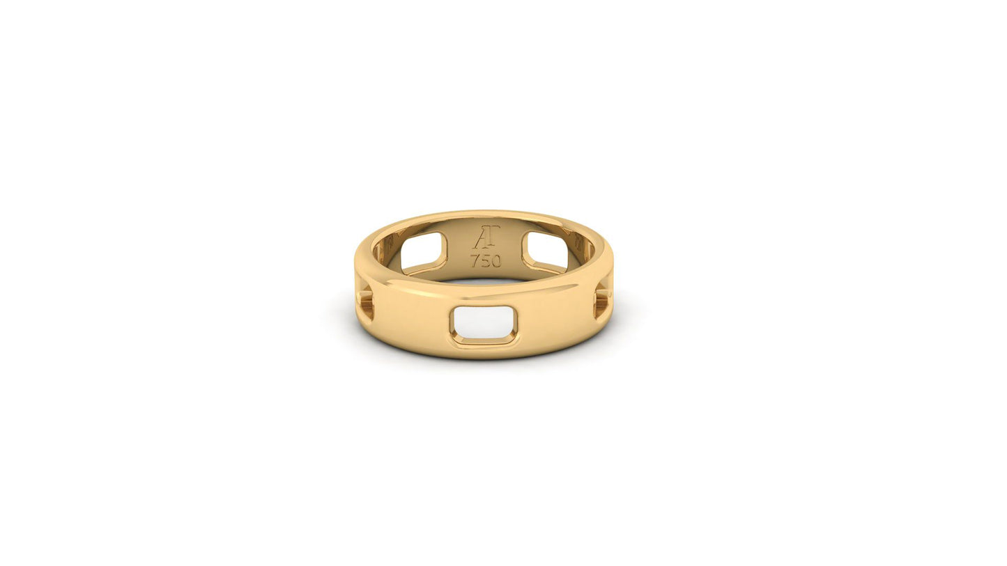 Pavé Ajouré Ring in Yellow Gold - Narrow