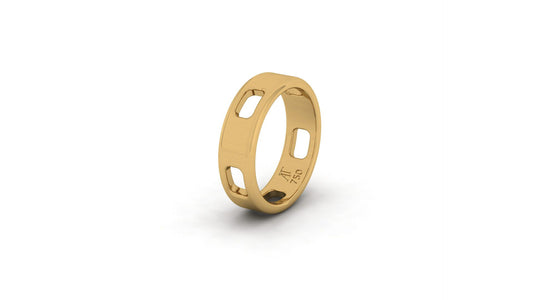Pavé Ajouré Ring in Yellow Gold - Narrow