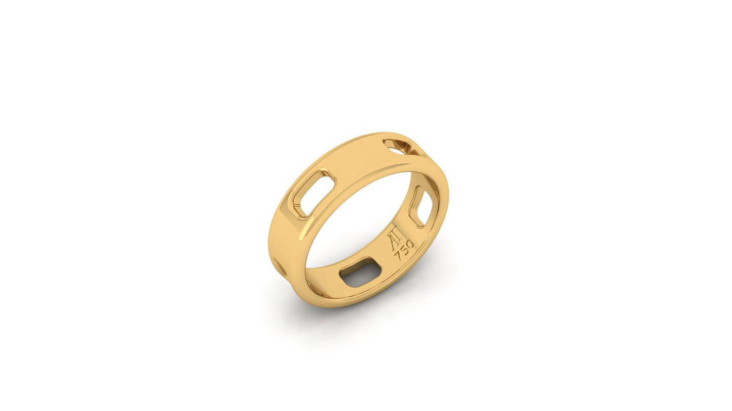 Pavé Ajouré Ring in Yellow Gold - Narrow