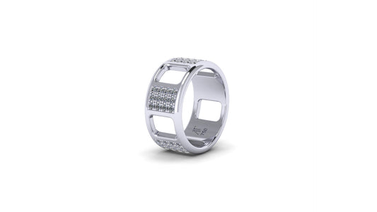 Pavé Ajouré Ring in White Gold with Diamonds
