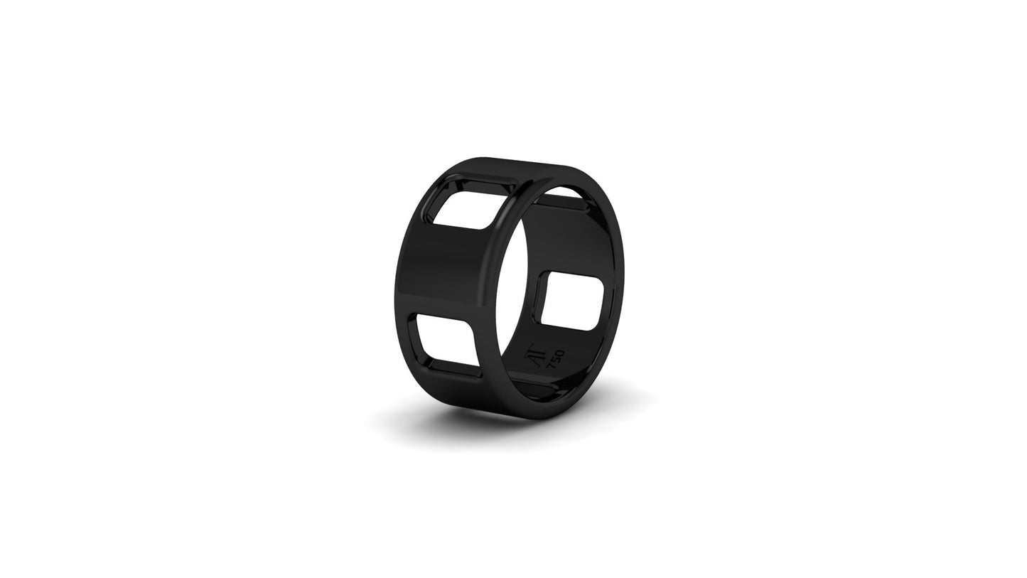 Pavé Ajouré Ring in White Gold with Ruthenium Plating