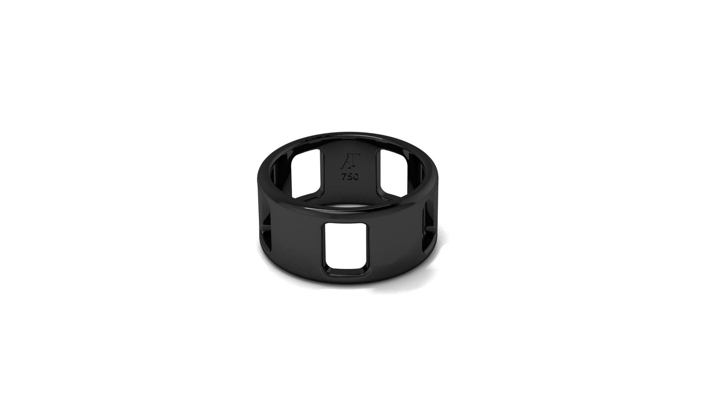 Pavé Ajouré Ring in White Gold with Ruthenium Plating