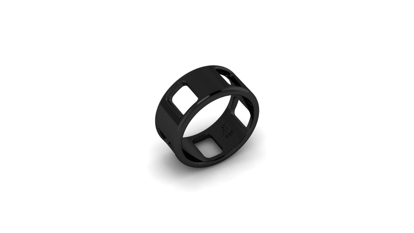 Pavé Ajouré Ring in White Gold with Ruthenium Plating