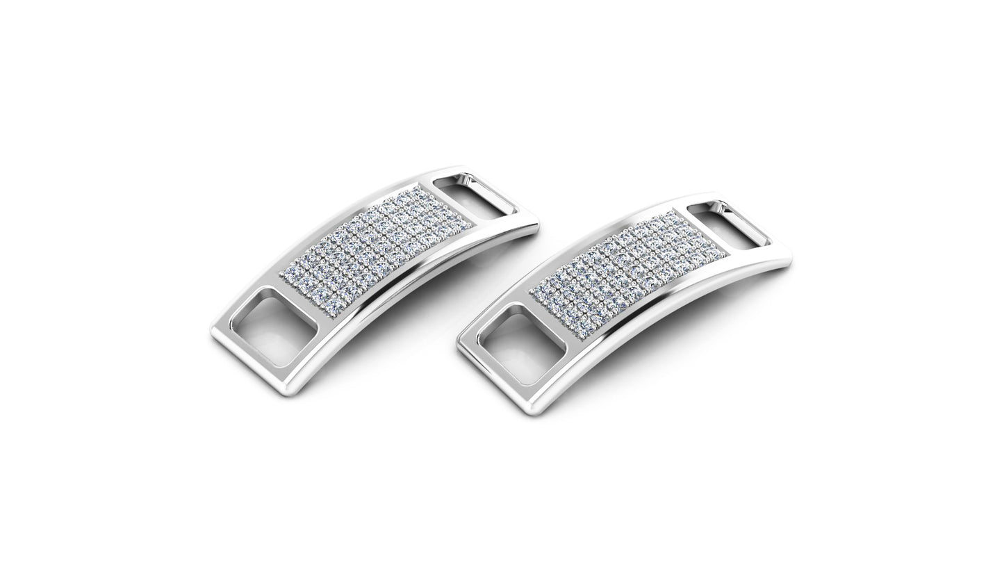 Pair of Pavé Shoe Tags - Sterling Silver
