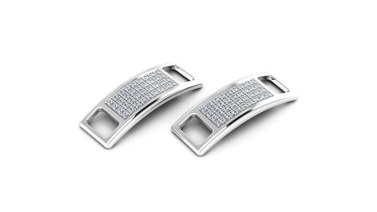 Pair of Pavé Shoe Tags - Sterling Silver