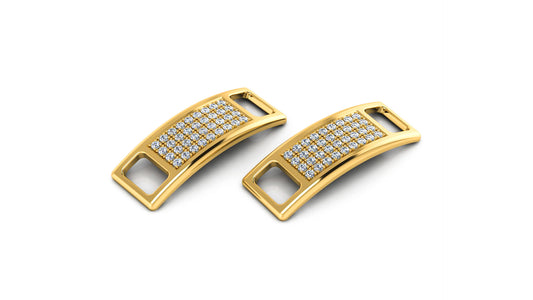 Pair of Pavé Diamond Shoe Tags - Yellow Gold