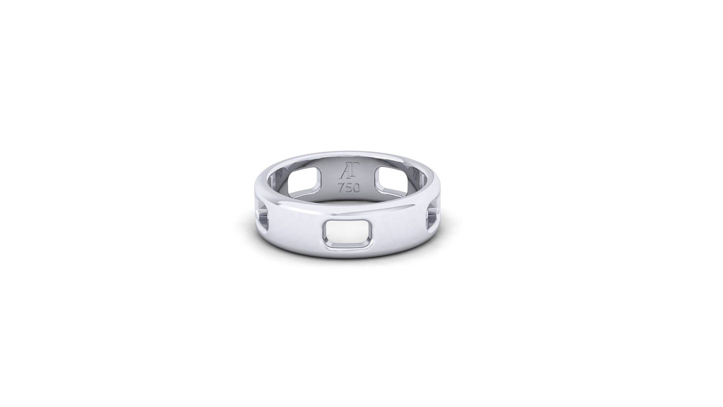 Pavé Ajouré Ring in White Gold - Narrow